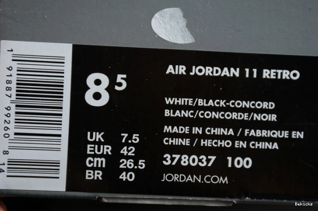 Reps BK jordan air 2018 378037-100 retro concord 11 1129